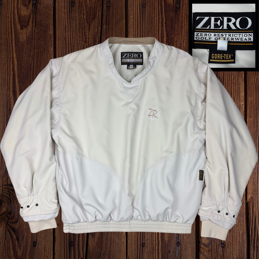 Vintage‎ Zero Restriction Gore-Tex Golf Pullover Jacket Mens XL Off White USA